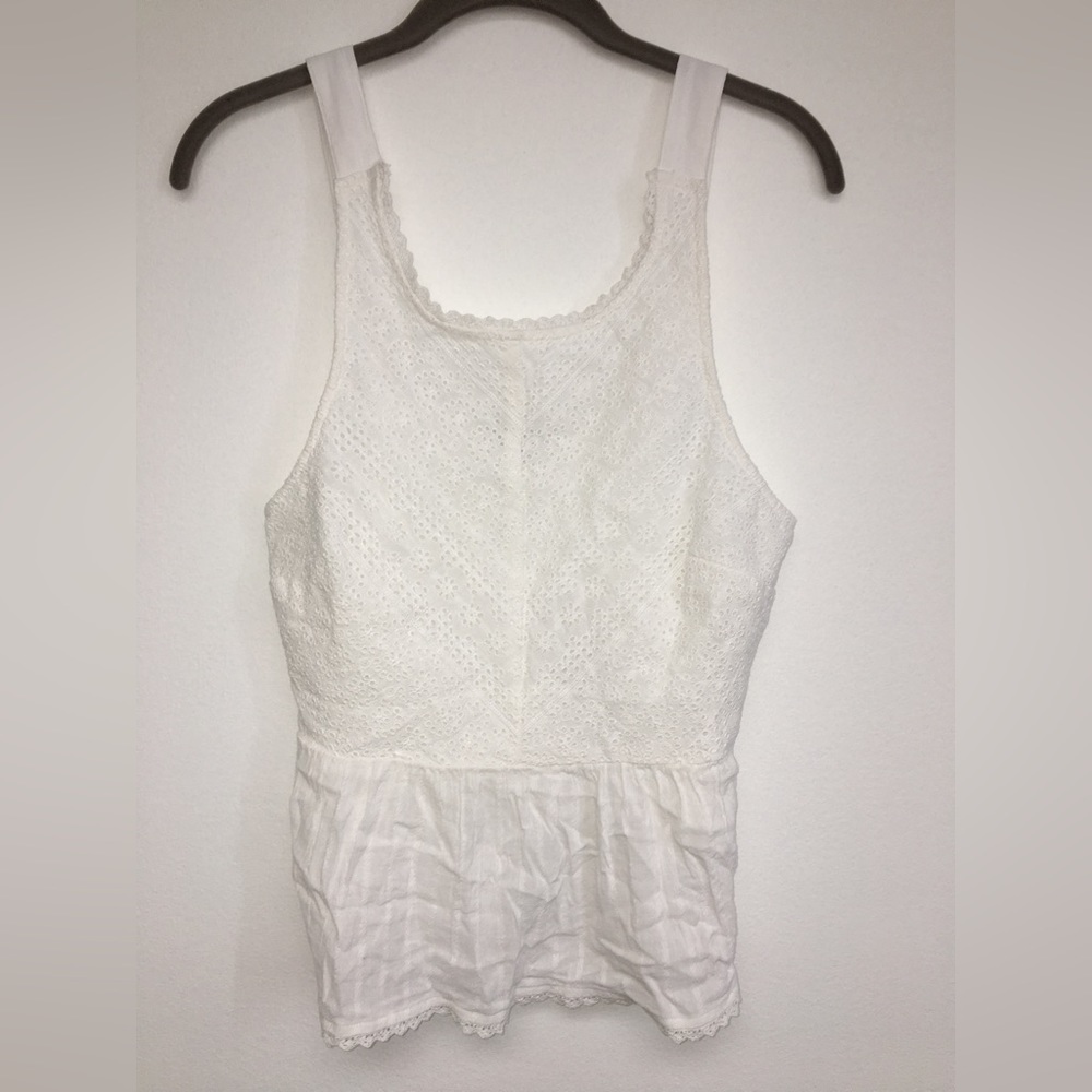NWT American Eagle White Lace Trimmed Cotton Tank Top size M Medium​​